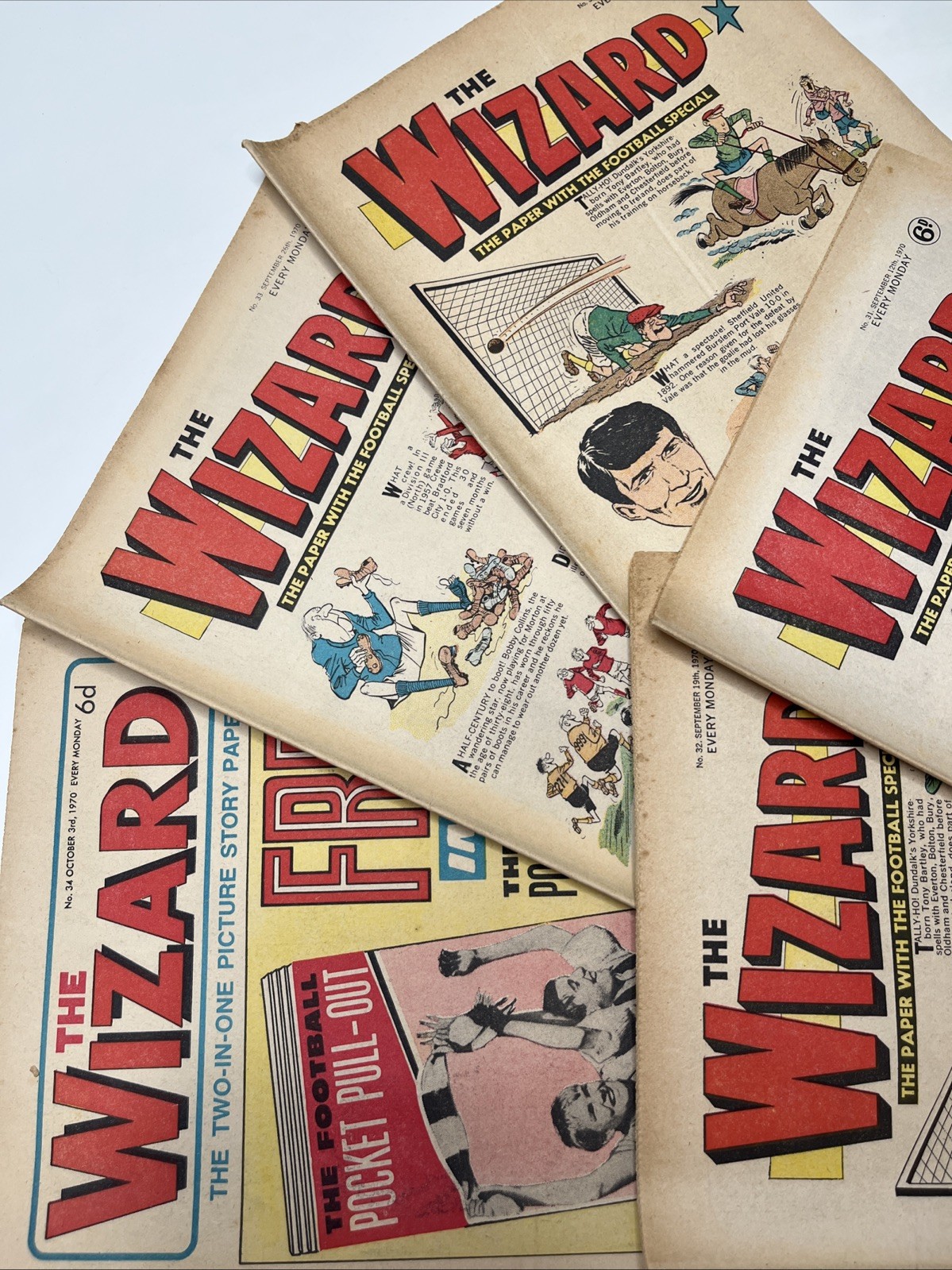 5 x THE WIZARD Comics - Consecutive Issues -Vintage 70s Bundle/Job Lot from 1970