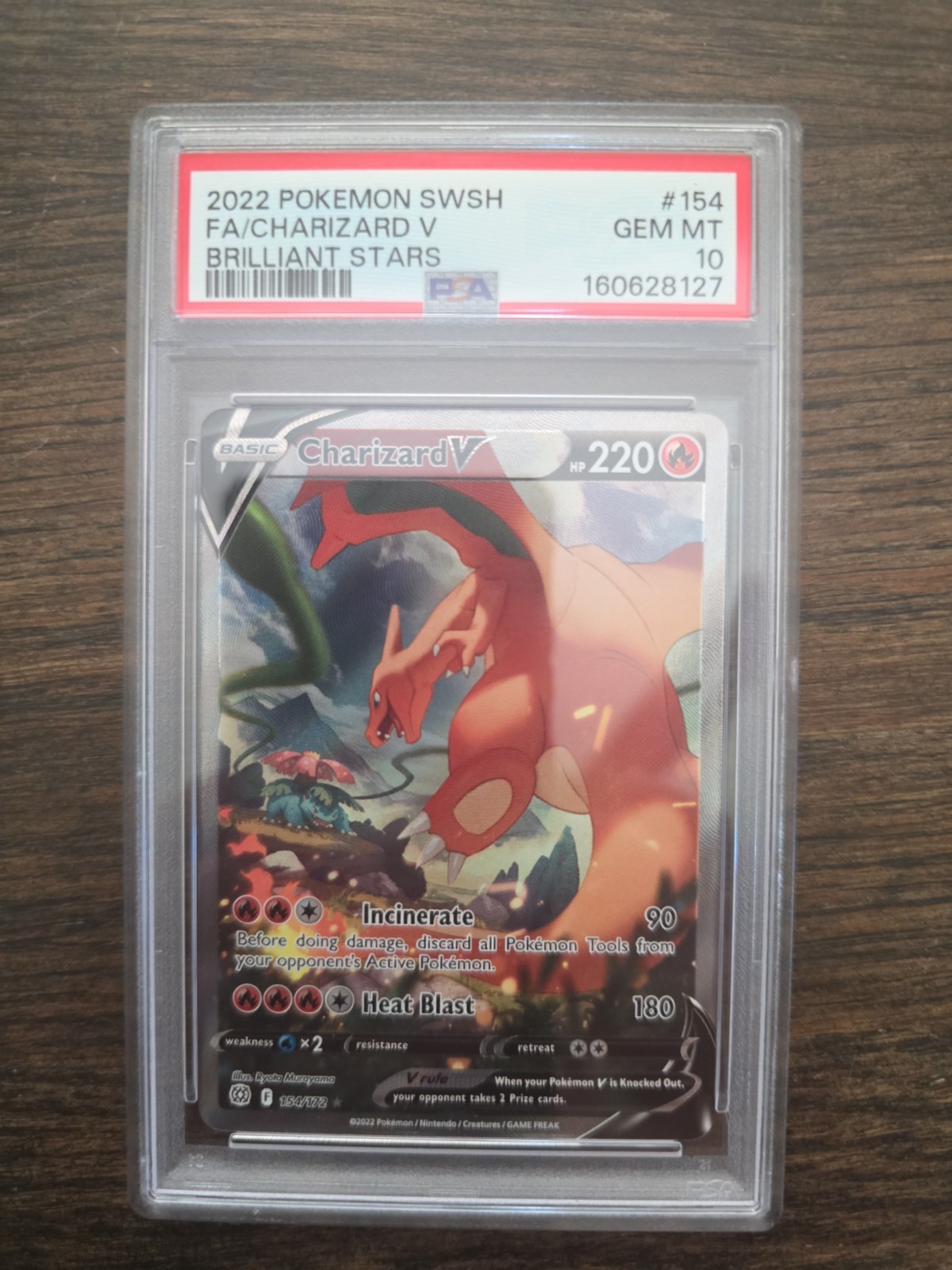 Pokemon 2022 Charizard V 154/172 Full Art stelle brillanti GIOCO PERFETTO COME NUOVO PSA 10