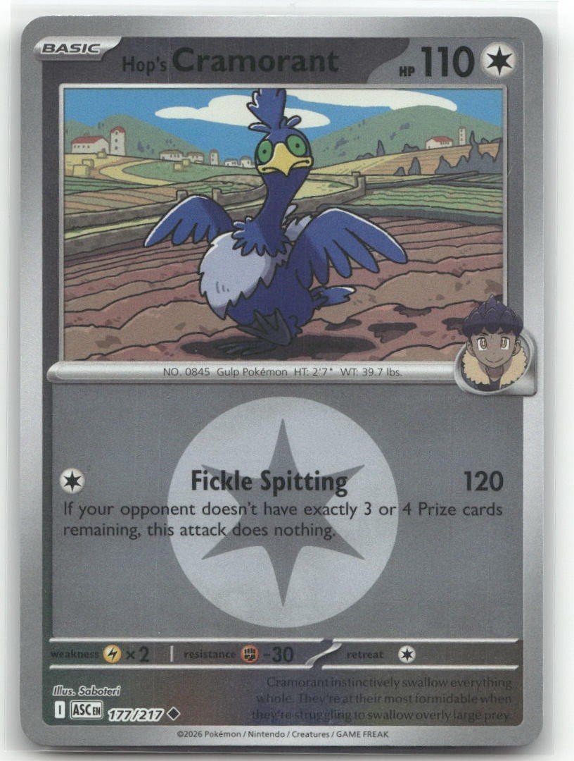 Hop's Cramorant Energy Symbol Reverse Holo 177/217 Eroi Ascesi Pokemon TCG