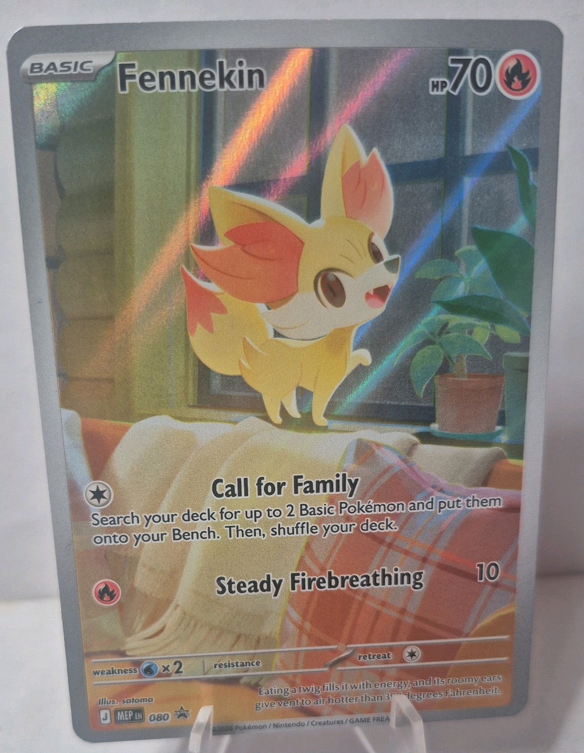 Pokemon TCG Fennekin 080 Mega Evolution Promo Illustration Rare Holo Full Art NM