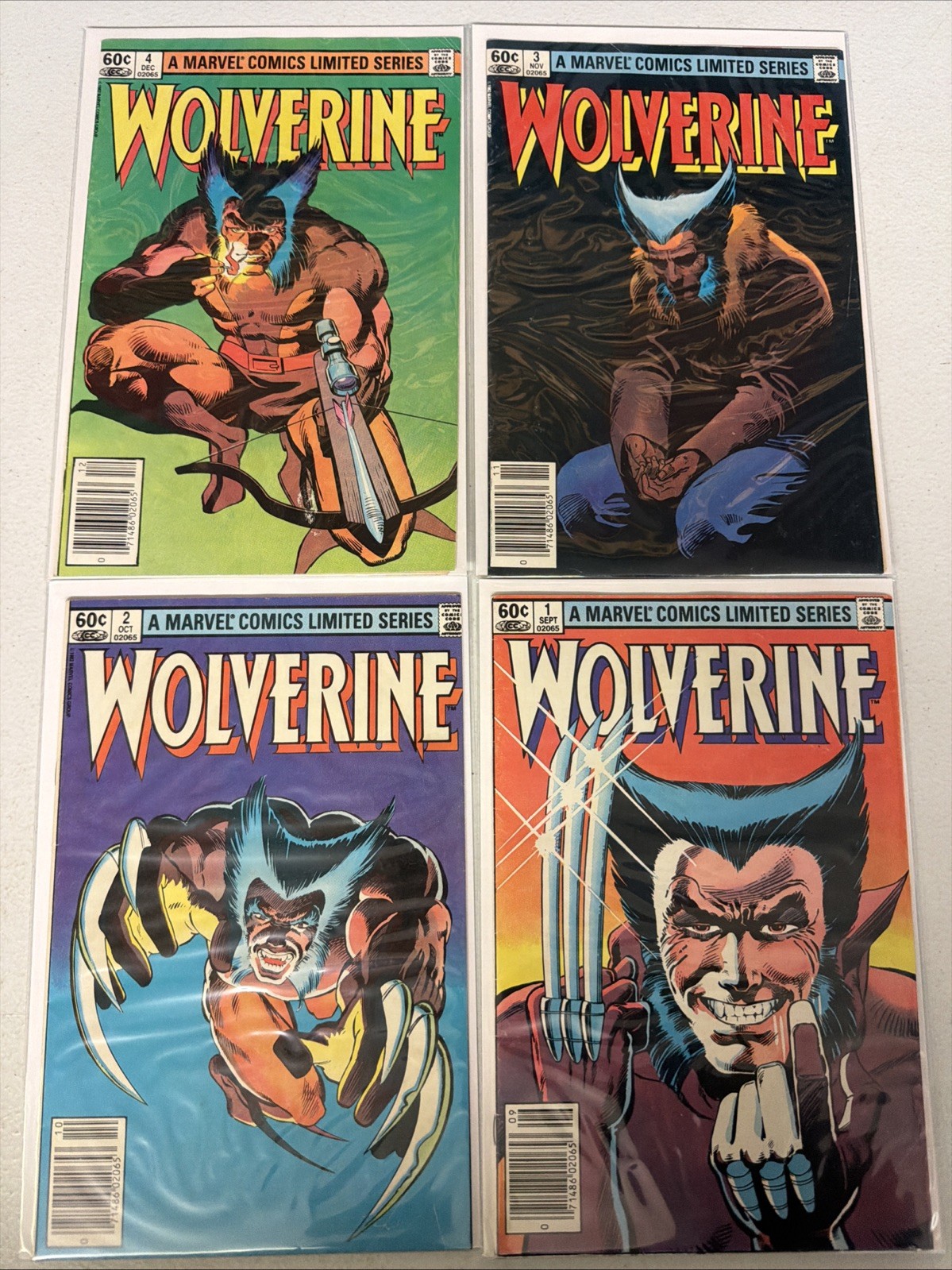 Wolverine #1 2 3 4 1982 Marvel Comics 1° serie edicola lotto funzionante ottime condizioni/fine *Y6