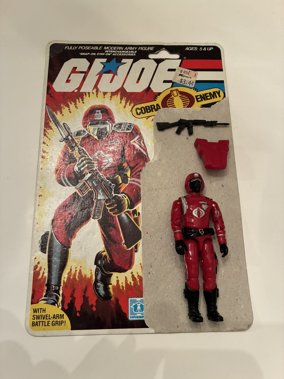 Figurina GI Joe Crimson Guard v1 con CARTA PESCA COMPLETA 1985 HASBRO 100% COMPLETA