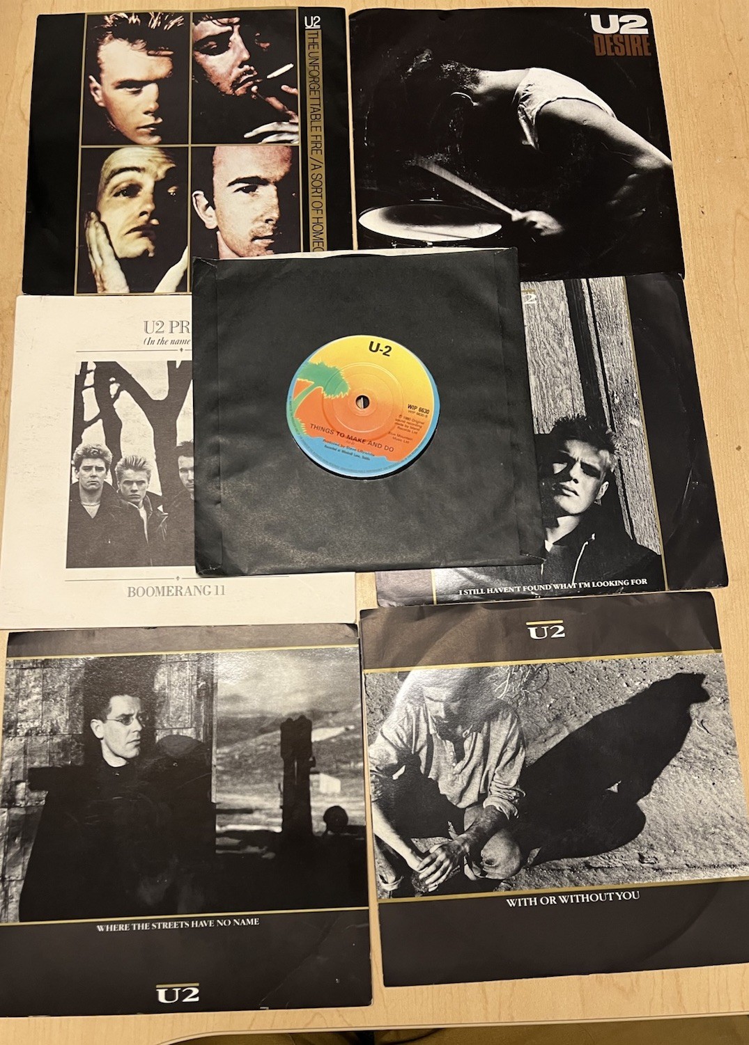 U2 7" singles 7 Lot Desire. Where The Streets Have No Name, Pride, I Still Haven