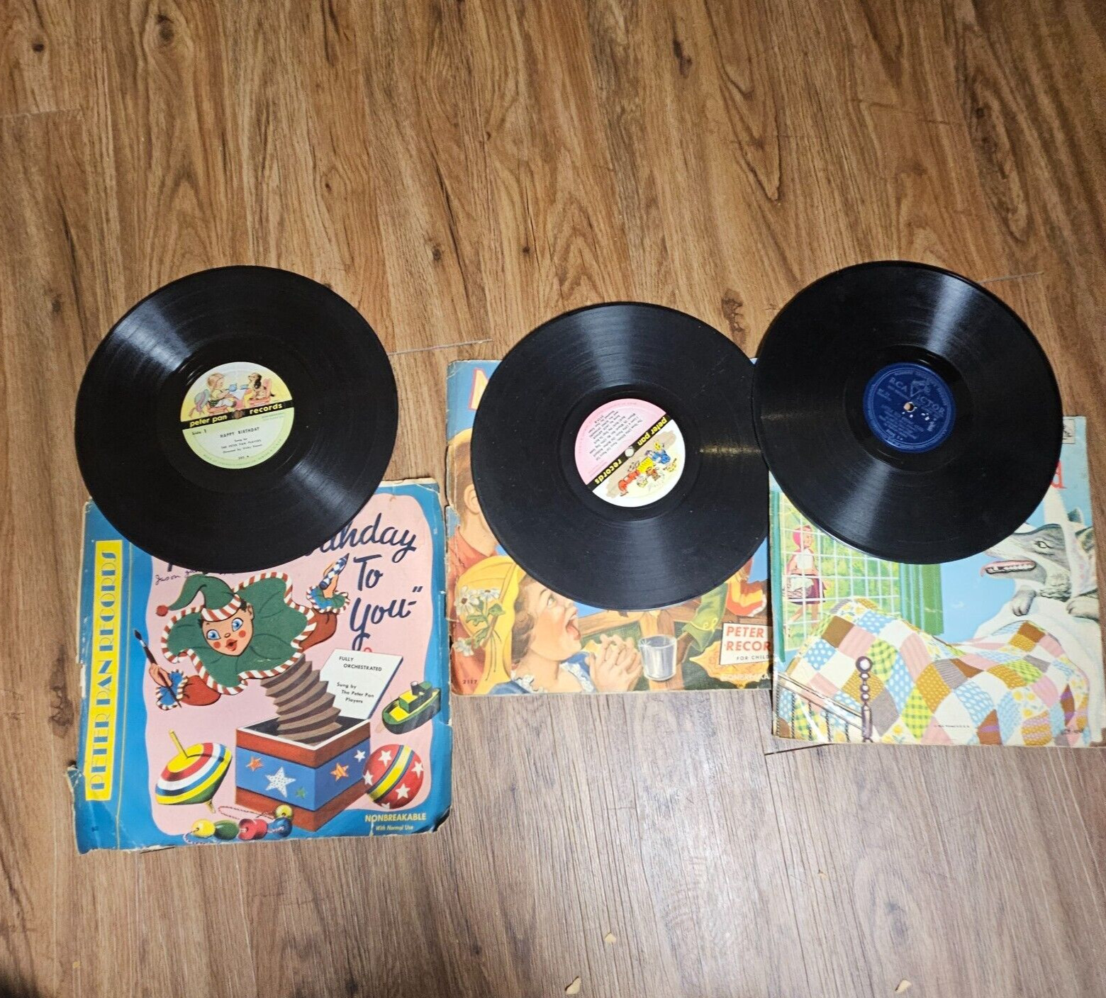 3 VTG 78 10" Children's Records Little Red Riding Hood, Merry Go Rhymes V+/V+