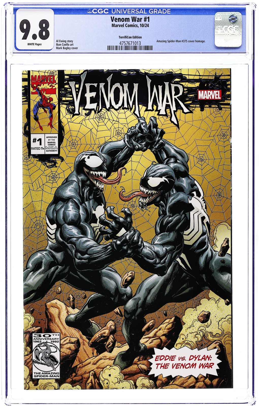 Venom War 1TERRIFICON.A CGC 9.8 2024 4757671013