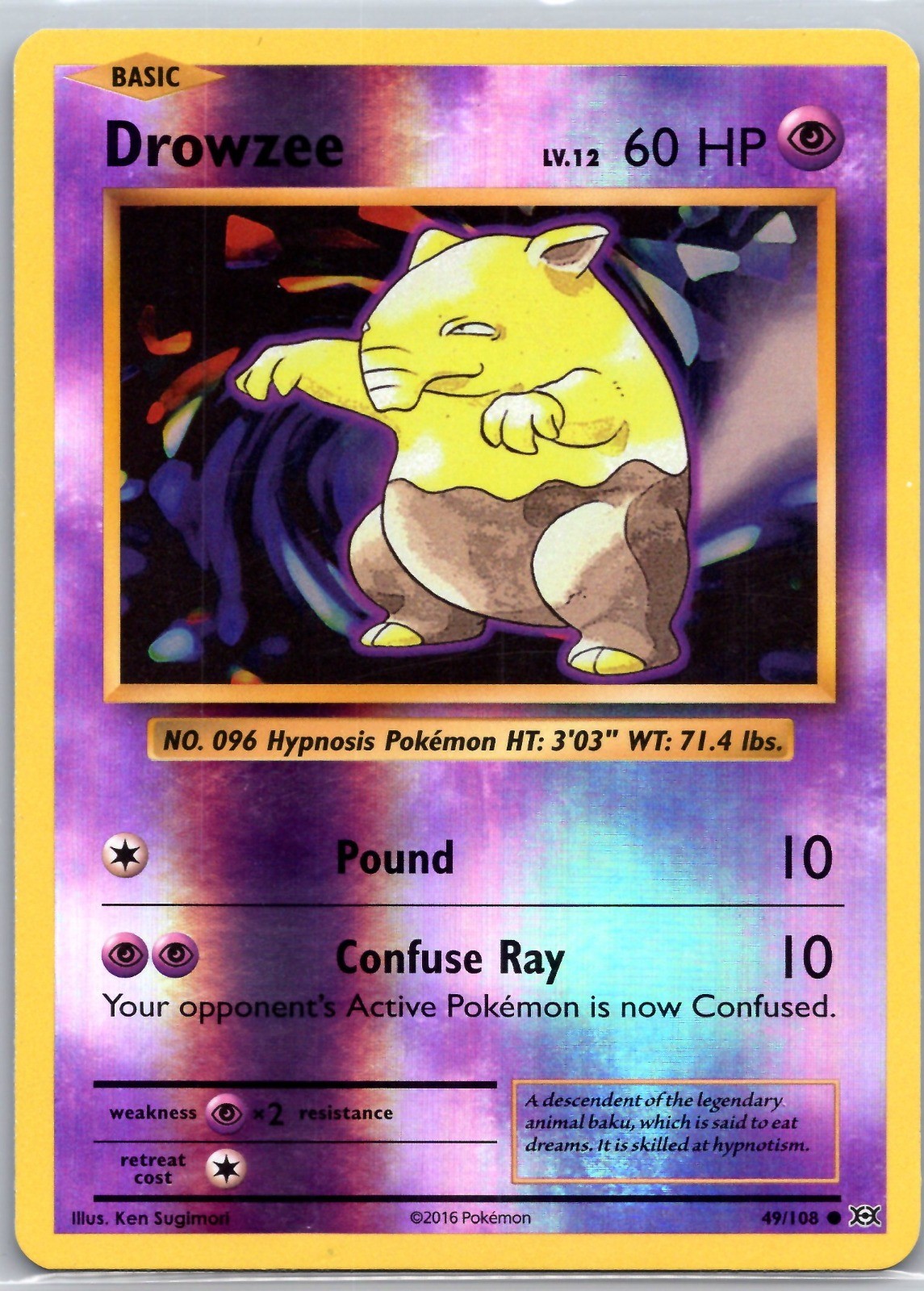 Drowzee | 49/108 Common Reverse Holo | XY - Evolutions | MP