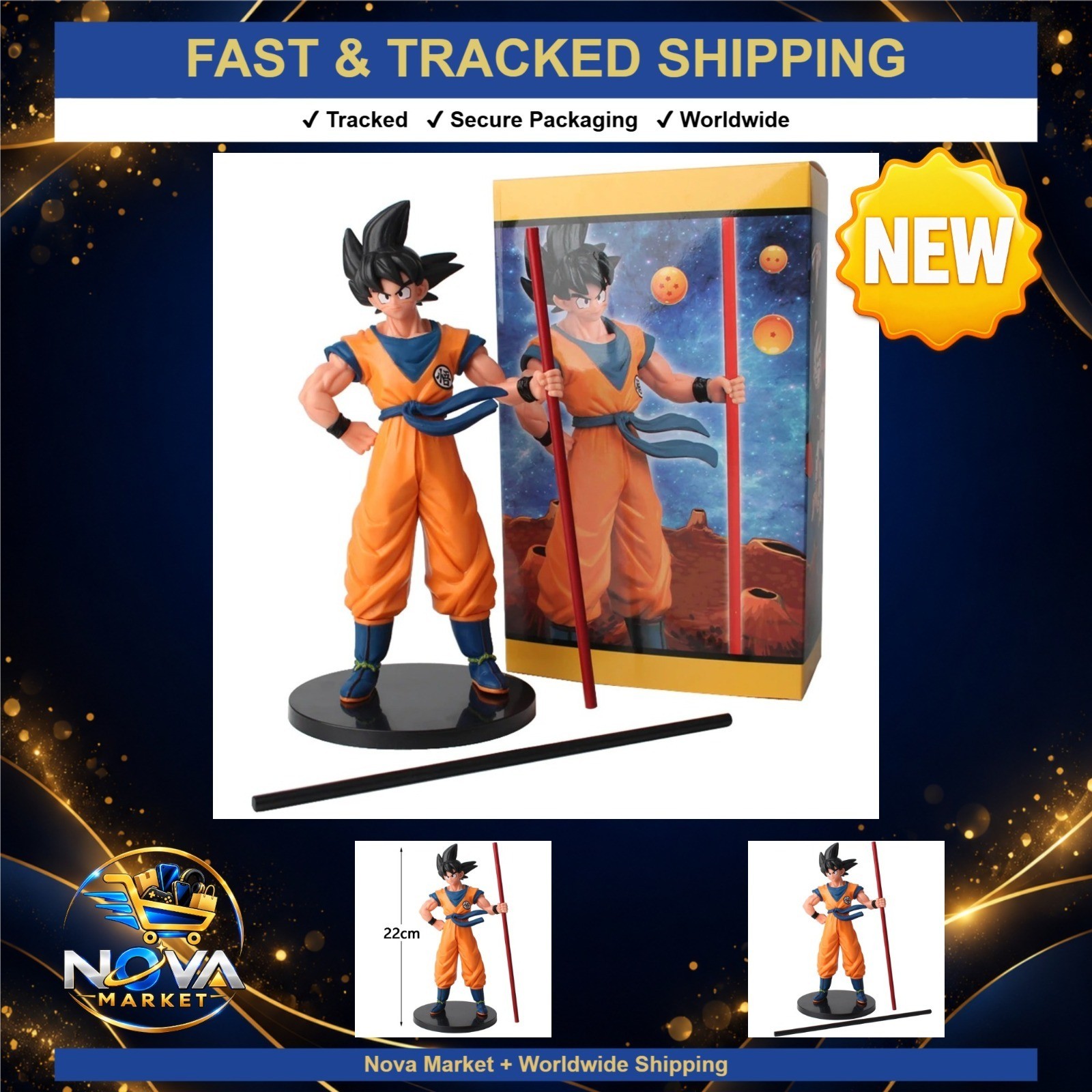 Bandai Dragon Ball Son Goku Super Saiyan Anime Figure 22 cm da collezione