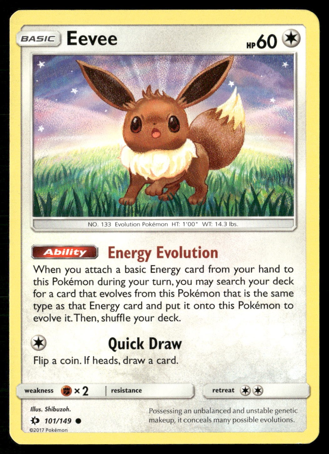 Eevee 101/149 Set Base SM Comune Pokemon giocato moderatamente