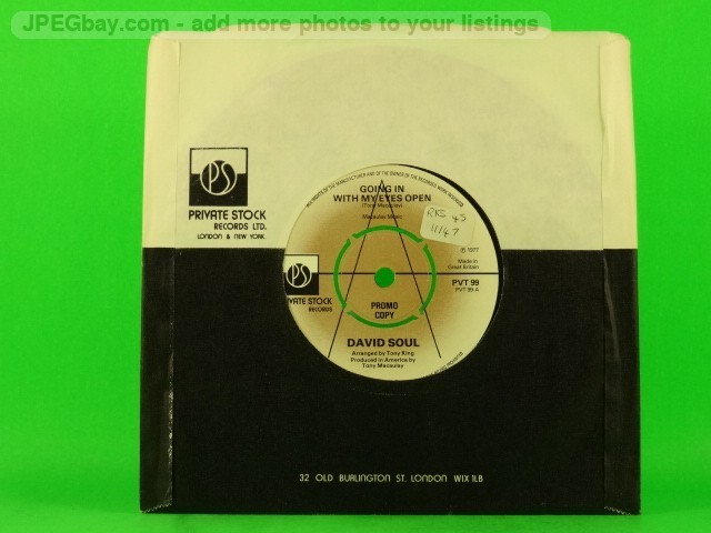 DAVID SOUL GOING IN WITH MY EYES OPEN (DEMO) (152) 2 Track 7" Single Company Sle