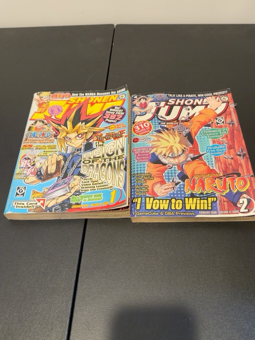 Lotto 2 riviste Shonen Jump gennaio febbraio 2006 Naruto Yu-Gi-Oh Manga Viz