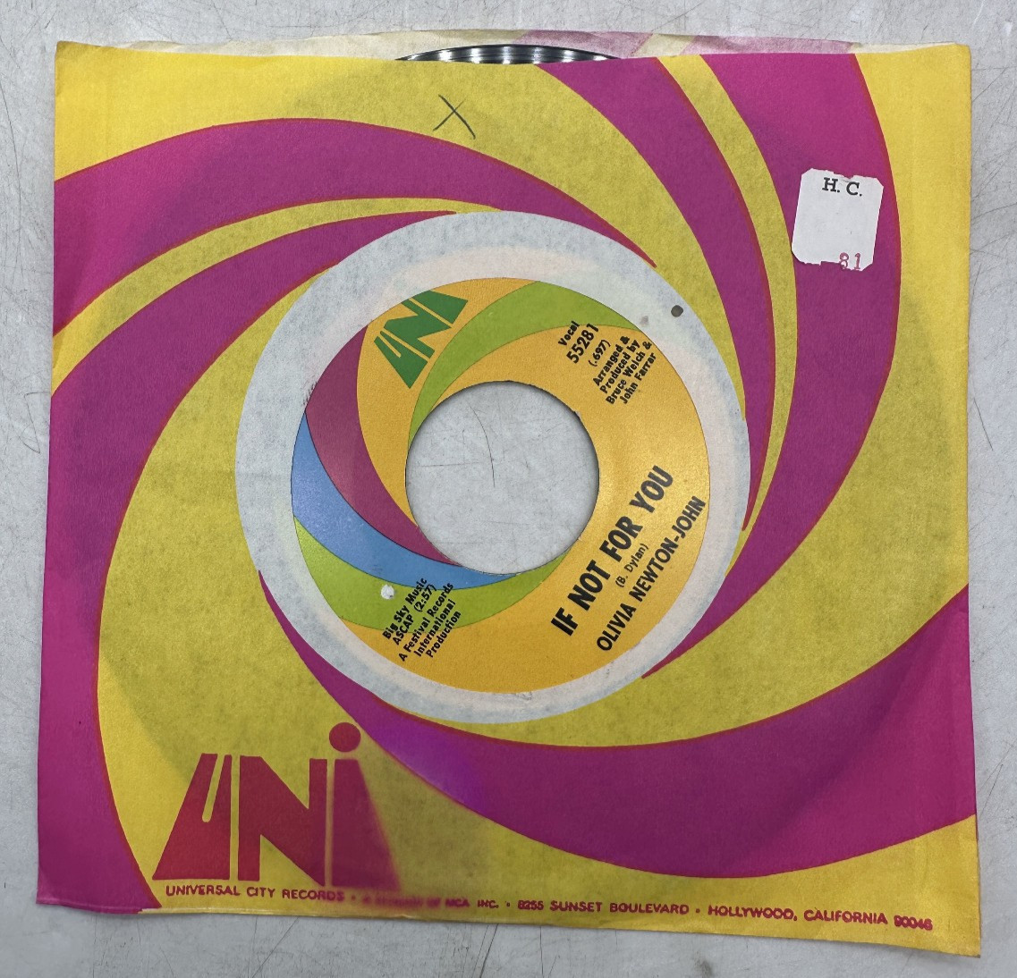 Olivia Newton-John If Not For You / The Biggest Clown UNI Records 55281 NM