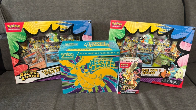 Lotto Pokémon "Ascesa Eroica" - ETB + X2 Collezioni Spilla + Bundle booster