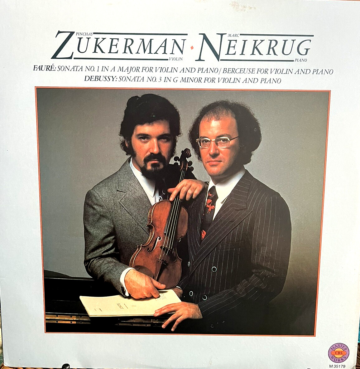 Pinchas Zukerman Marc Neikrug Faure Debussy LP Columbia M 35179 Violin Piano NM