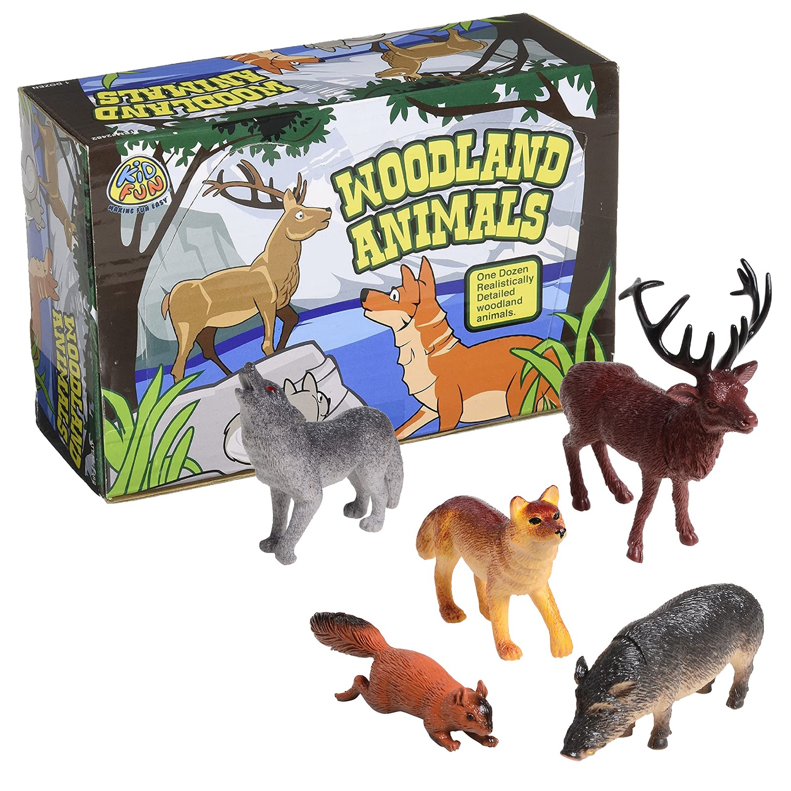 US Toy Woodland Animal Figures 12 Count Assorted Forest Toys