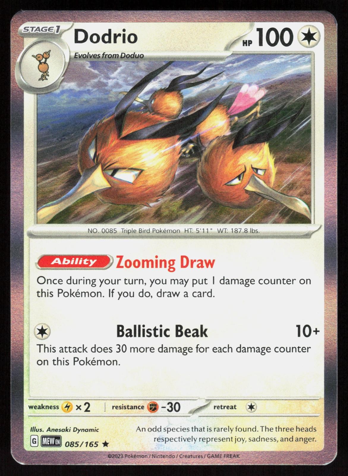151 Dodrio 085/165 Pokemon Holo raro quasi nuovo/m