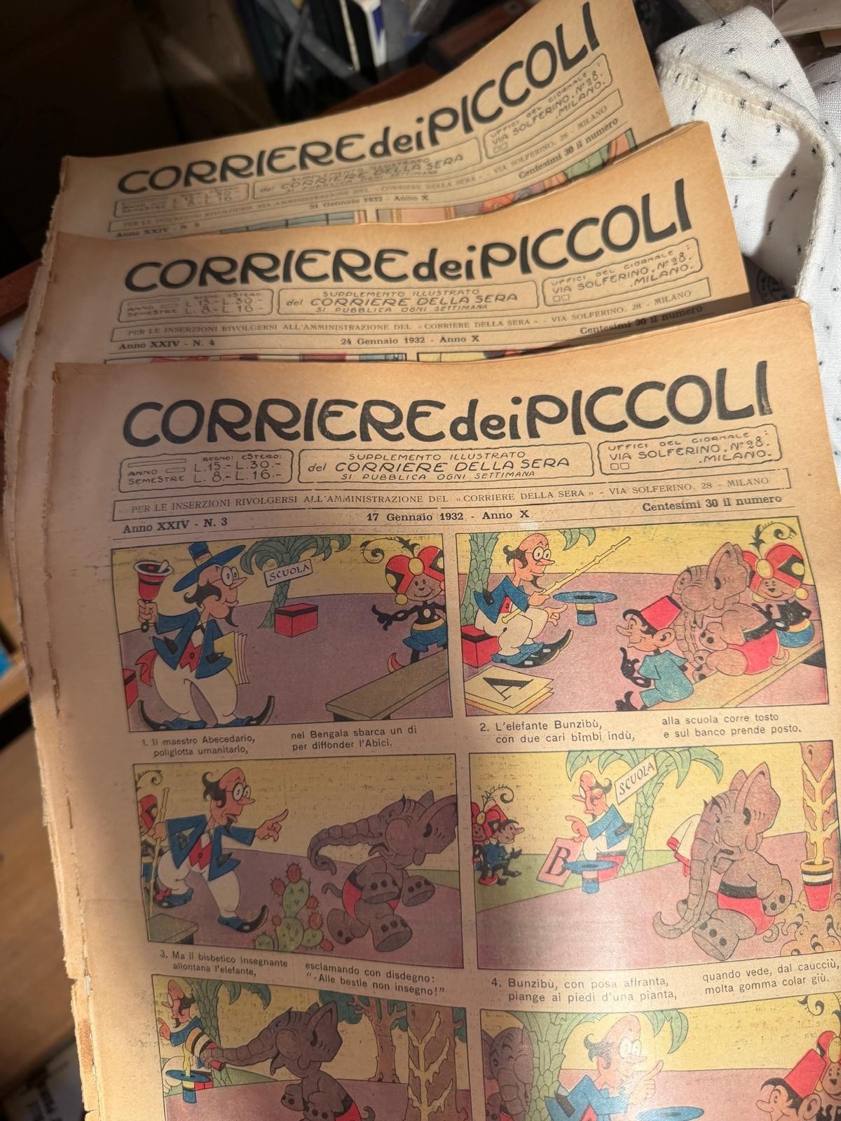 Lotto 3 Copie Corriere dei Piccoli Anno 1932 Numeri 3-4-5 Supplemento Storico Vi