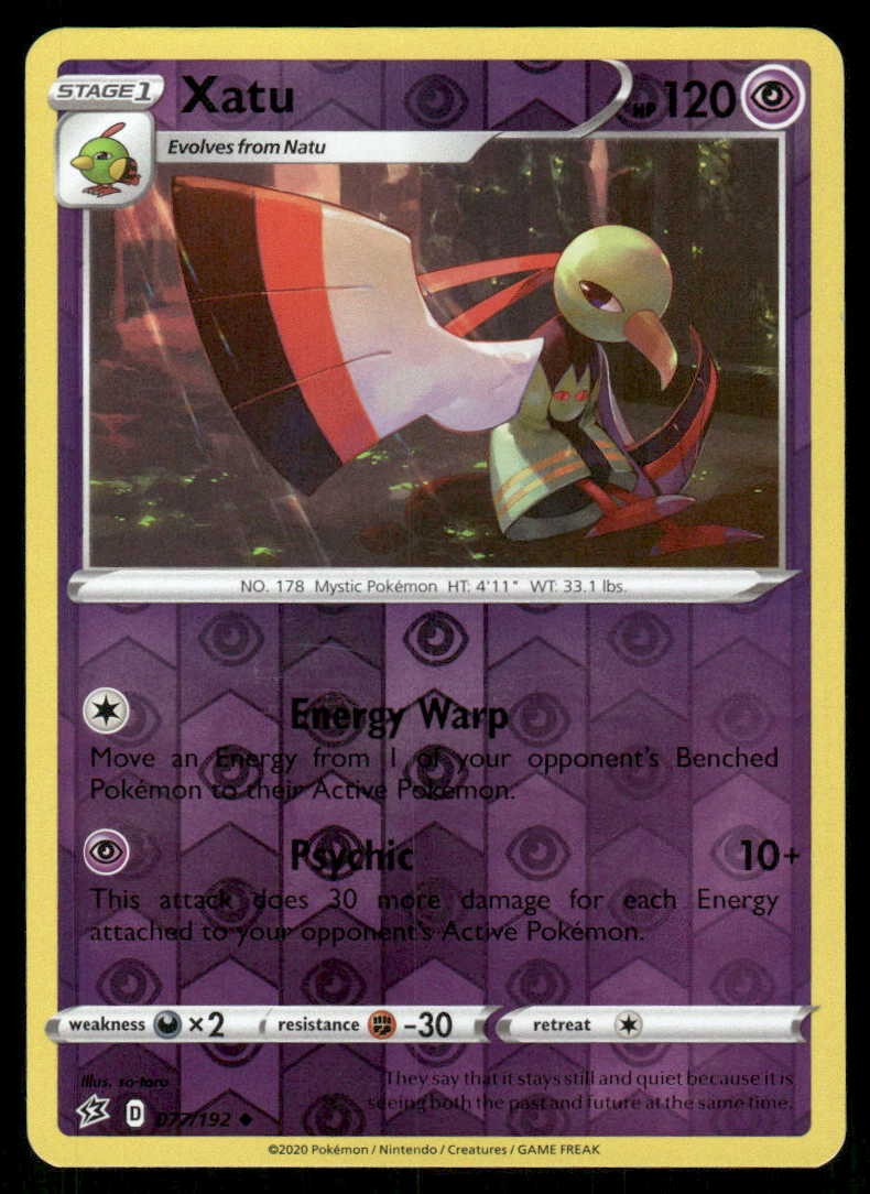 POKEMON XATU REBEL CLASH 077/192 REVERSE HOLO UC LP