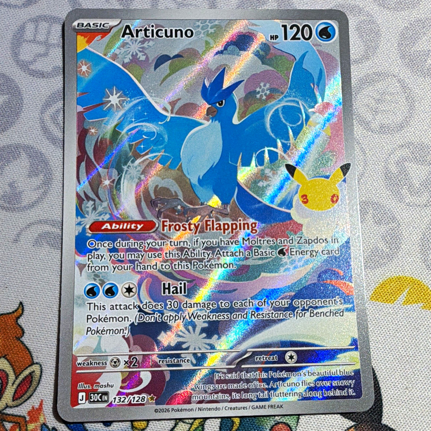 Pokémon TCG Articuno #132/128 EN Holo Illustration Rare 30th Celebration 