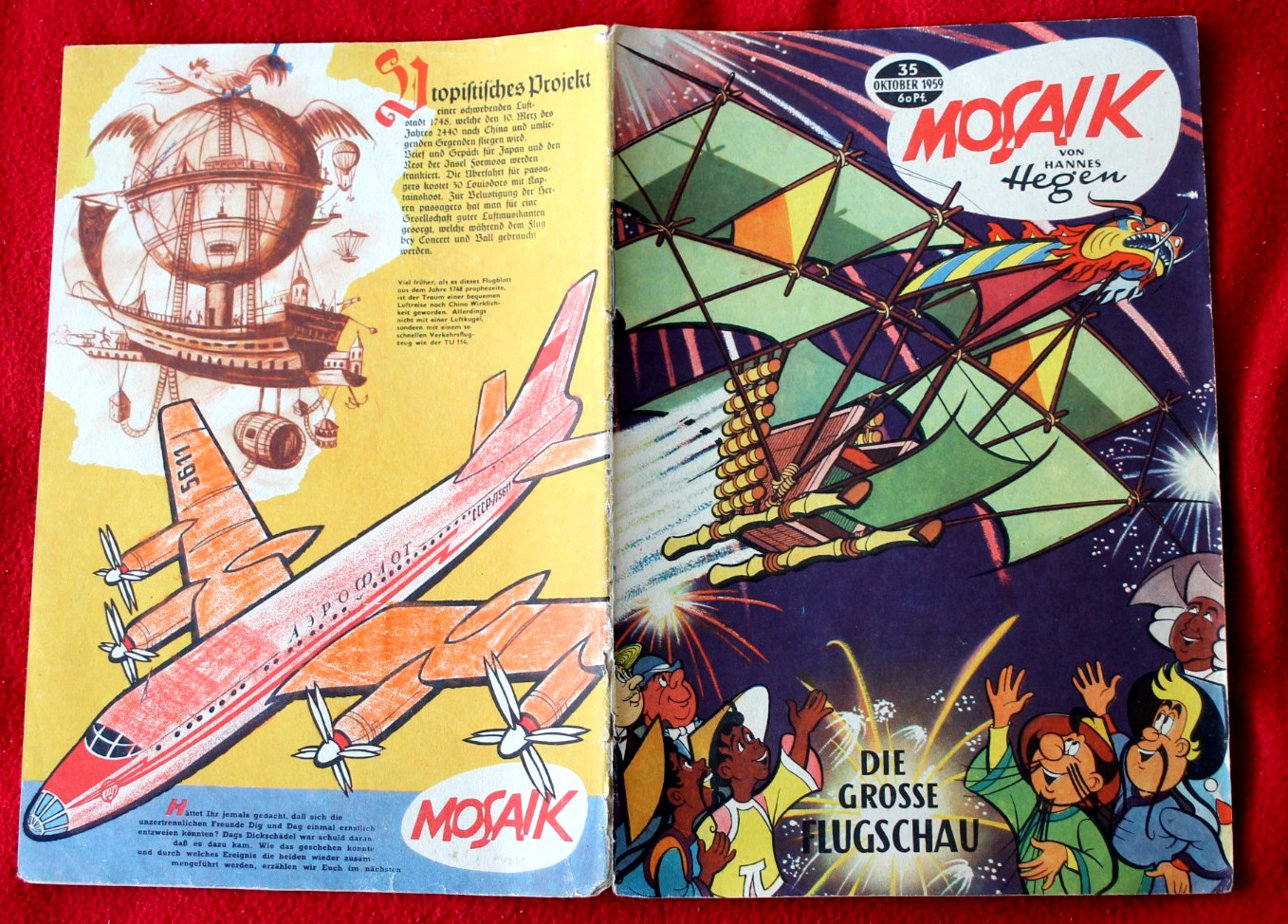 Originale Mosaico Hannes Hegen No. 35 La Grande Flugschau Ottobre 1959 DDR Comic