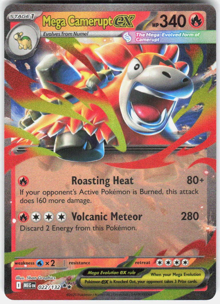 Pokemon TCG Mega Camerupt ex Mega Evolution 022/132 Double Rare Holo NM