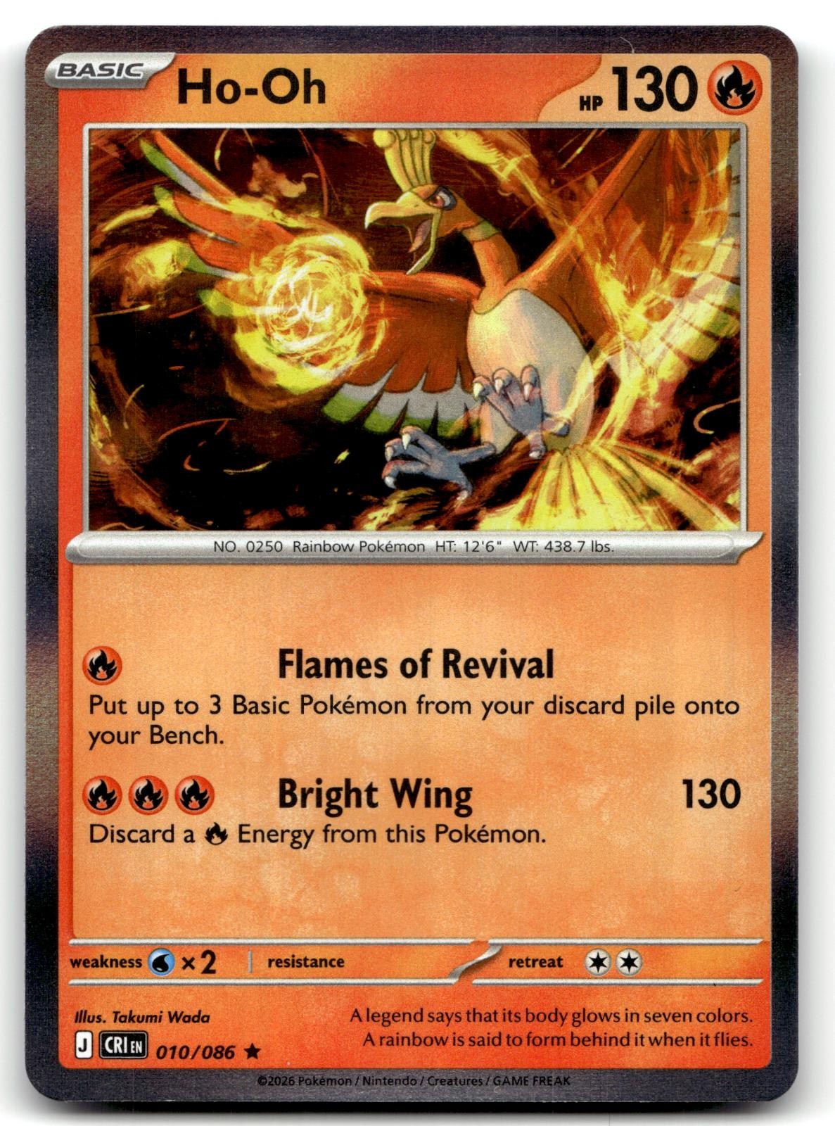 Ho-Oh 010/086 Raro Pokemon Rising del Caos Holo leggermente giocato