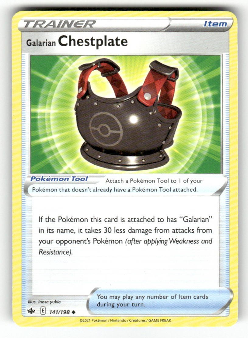 Galarian Chestplate 141/198 Pokemon Regno Ghiacciante Non Comune Giocato Leggermente