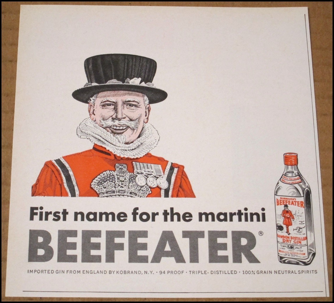 1967 Beefeater London Dry Gin Print Ad Clipping Advertisement 5"x5.25" Martini
