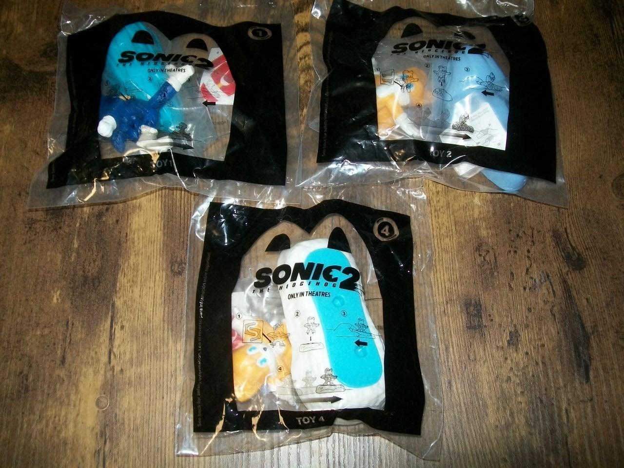 3 McDonald's Happy Meal Toys 2022 SONIC 2 The Hedgehog Toys #1, 2 & 4 Tails NEW
