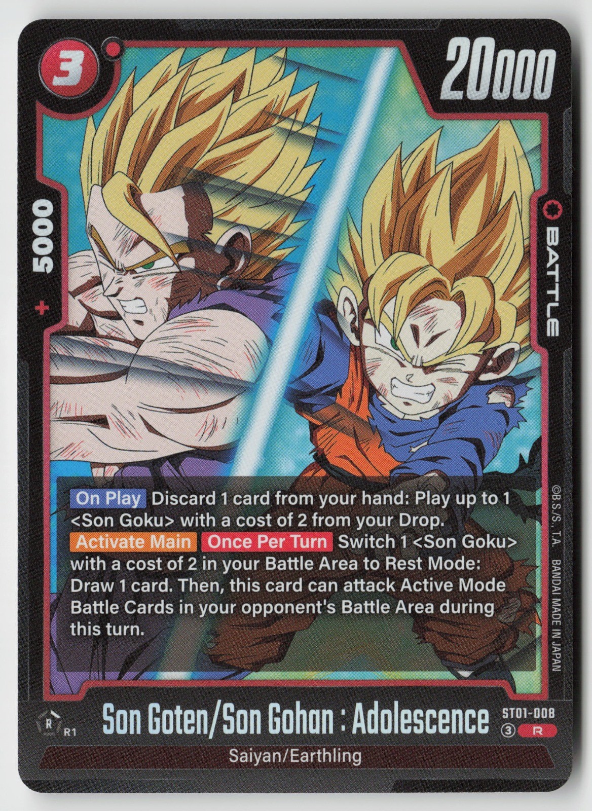 Son Goten/Son Gohan: Adolescence ST01-008 Story Booster 01 Raro Holo quasi nuovo