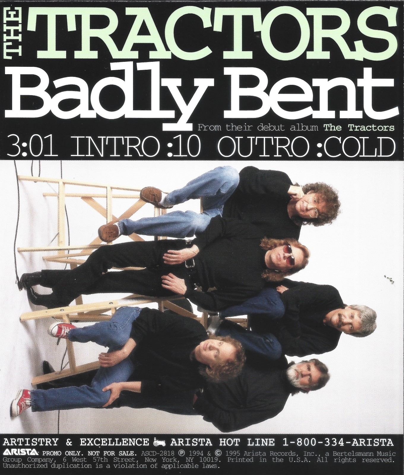 Badly Bent (Promo Single) by The Tractors (Cd 1994) [1 trk]