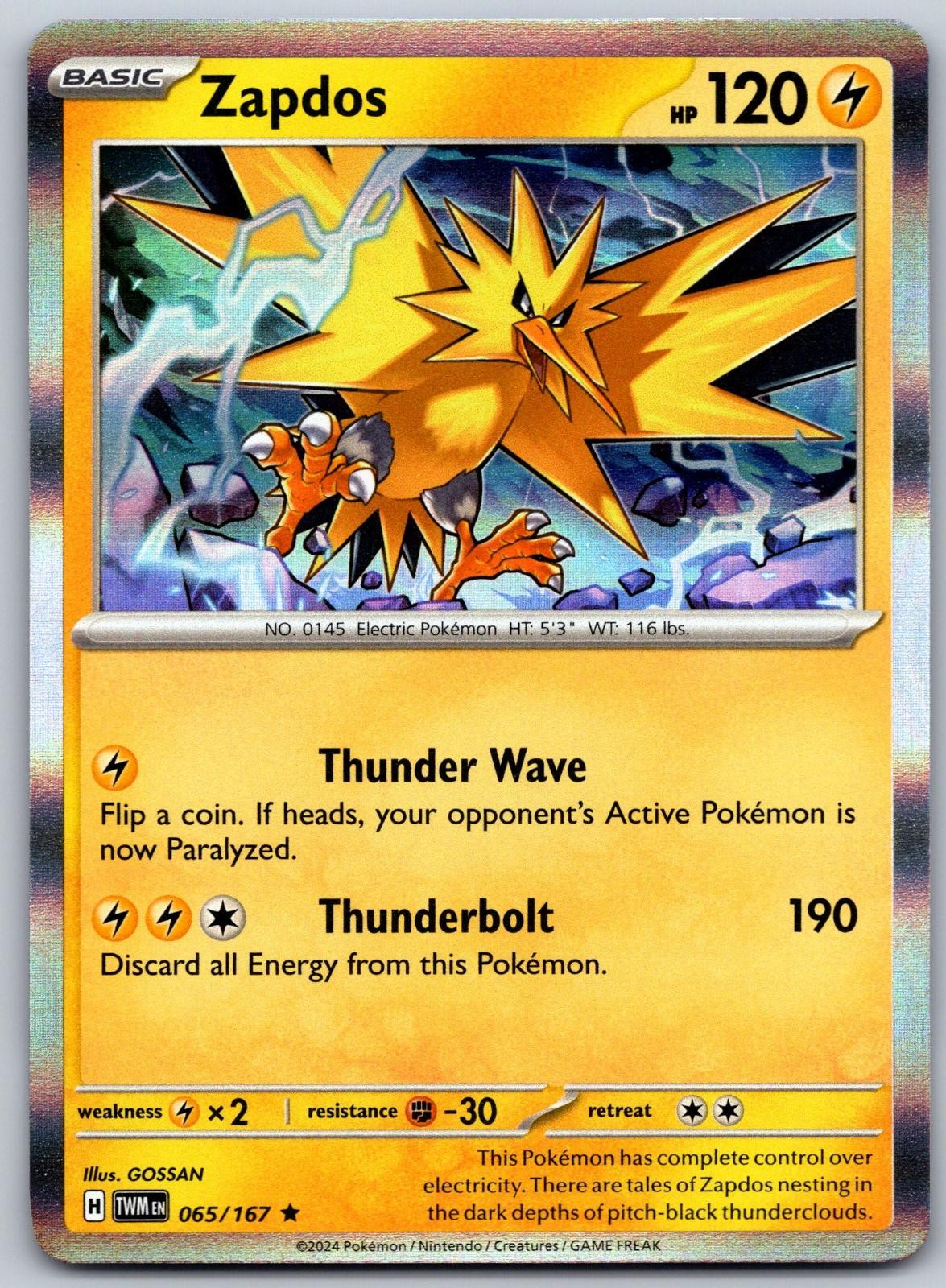 Zapdos 065/167 Raro Pokemon Mascherato Crepuscolare Holo Near Mint