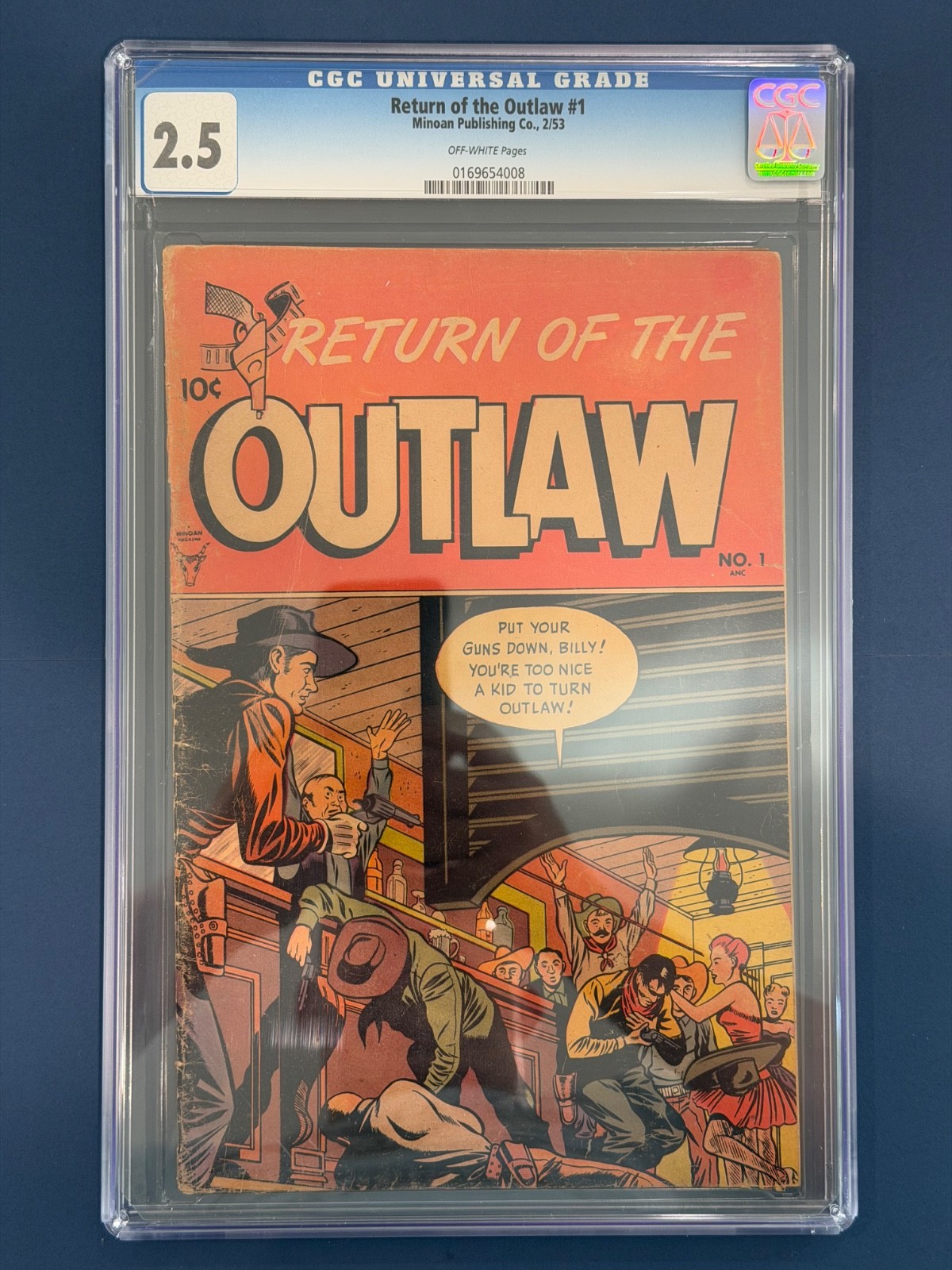 Il ritorno del fuorilegge #1 Minoan Publishing 1953 pagine bianche CGC 2,5 G+