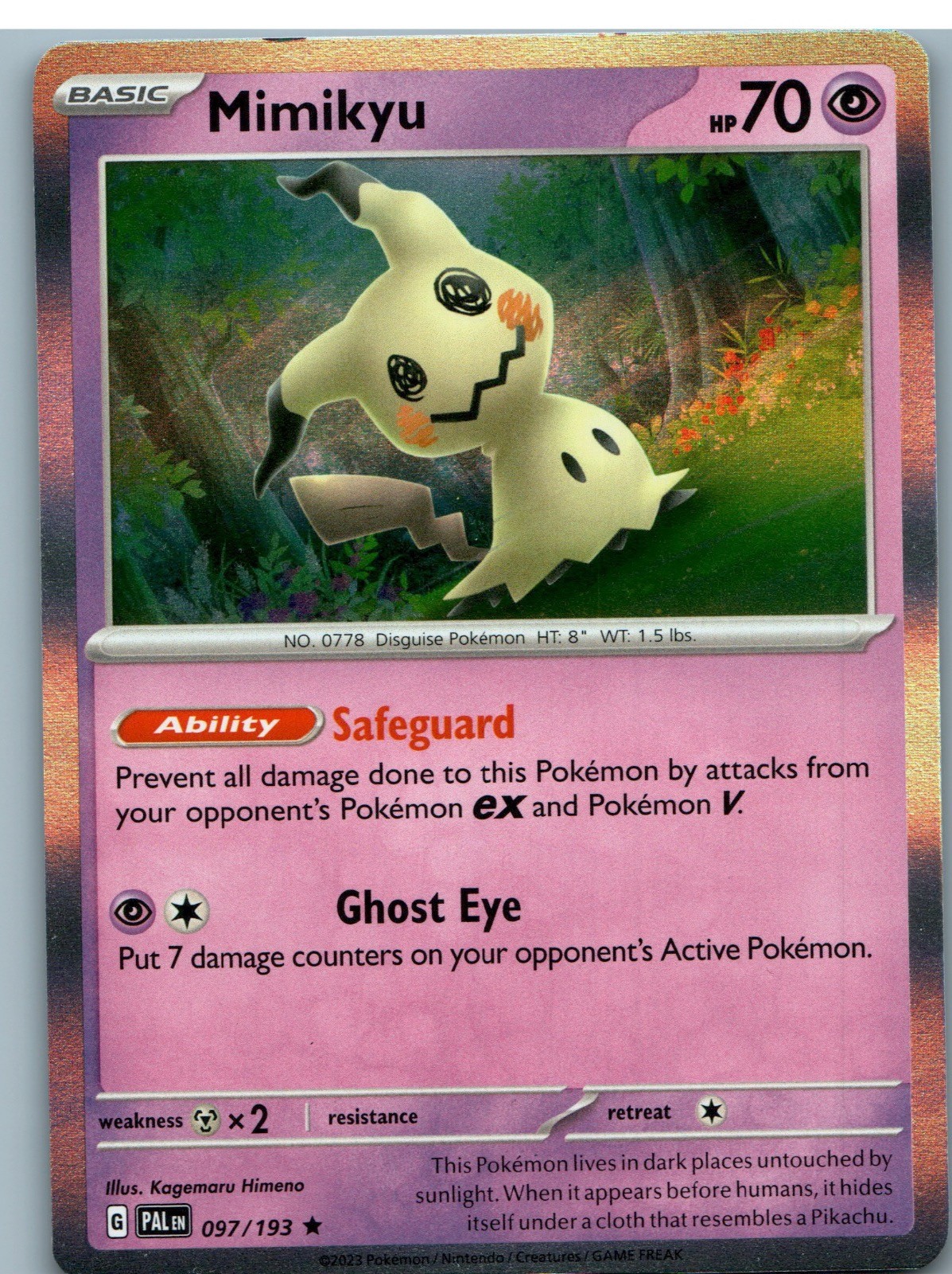 Mimikyu 097/193 Raro Paldea Evoluto Pokemon Holo Near Mint