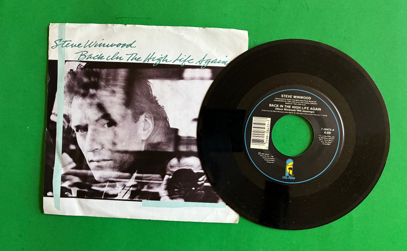 STEVE WINWOOD Back In The High Life Again NO RECORD!!! PICTURE SLEEVE ONLY 45 7"