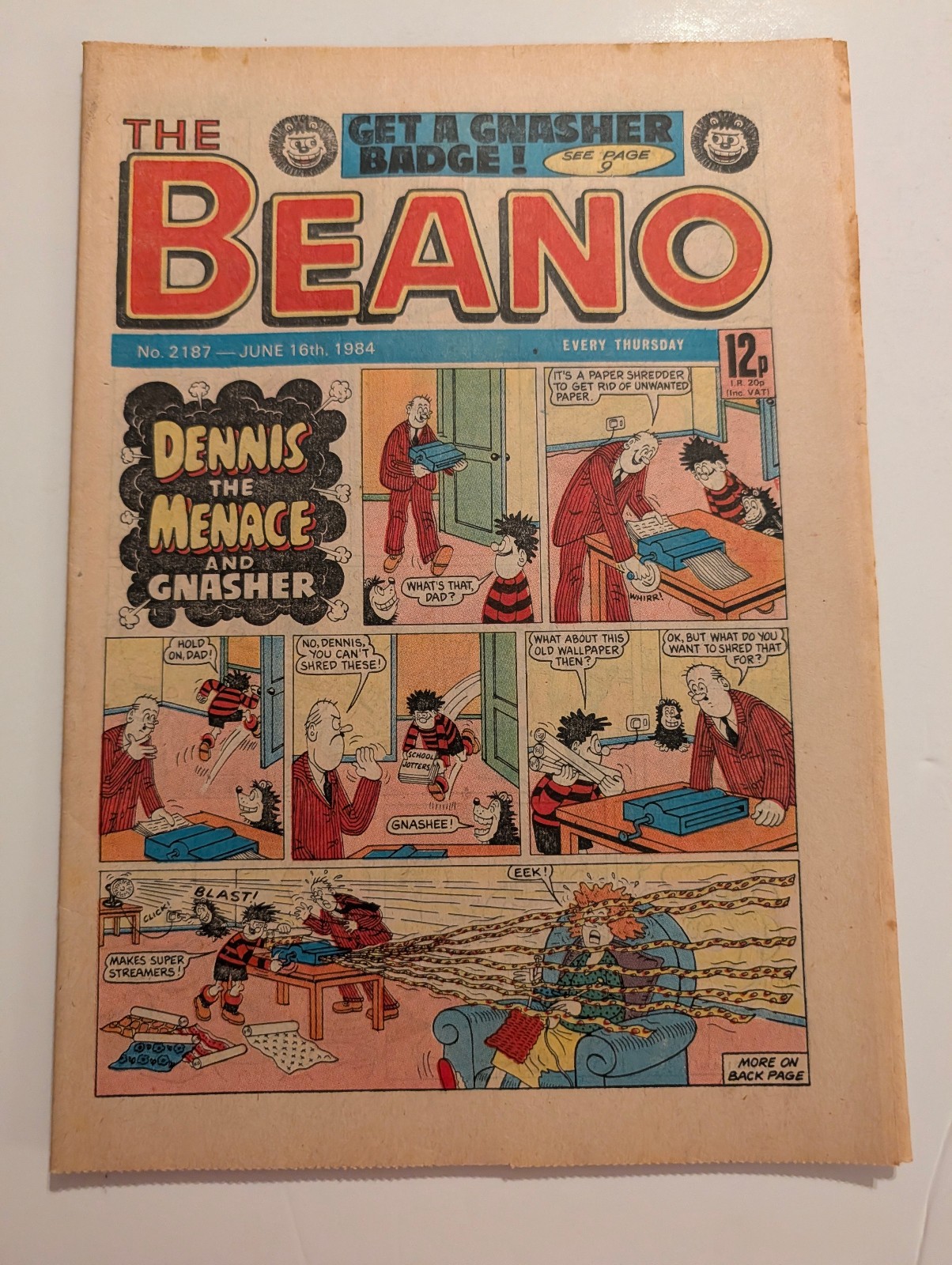 Beano Comic No 2187, June 16th 1984.