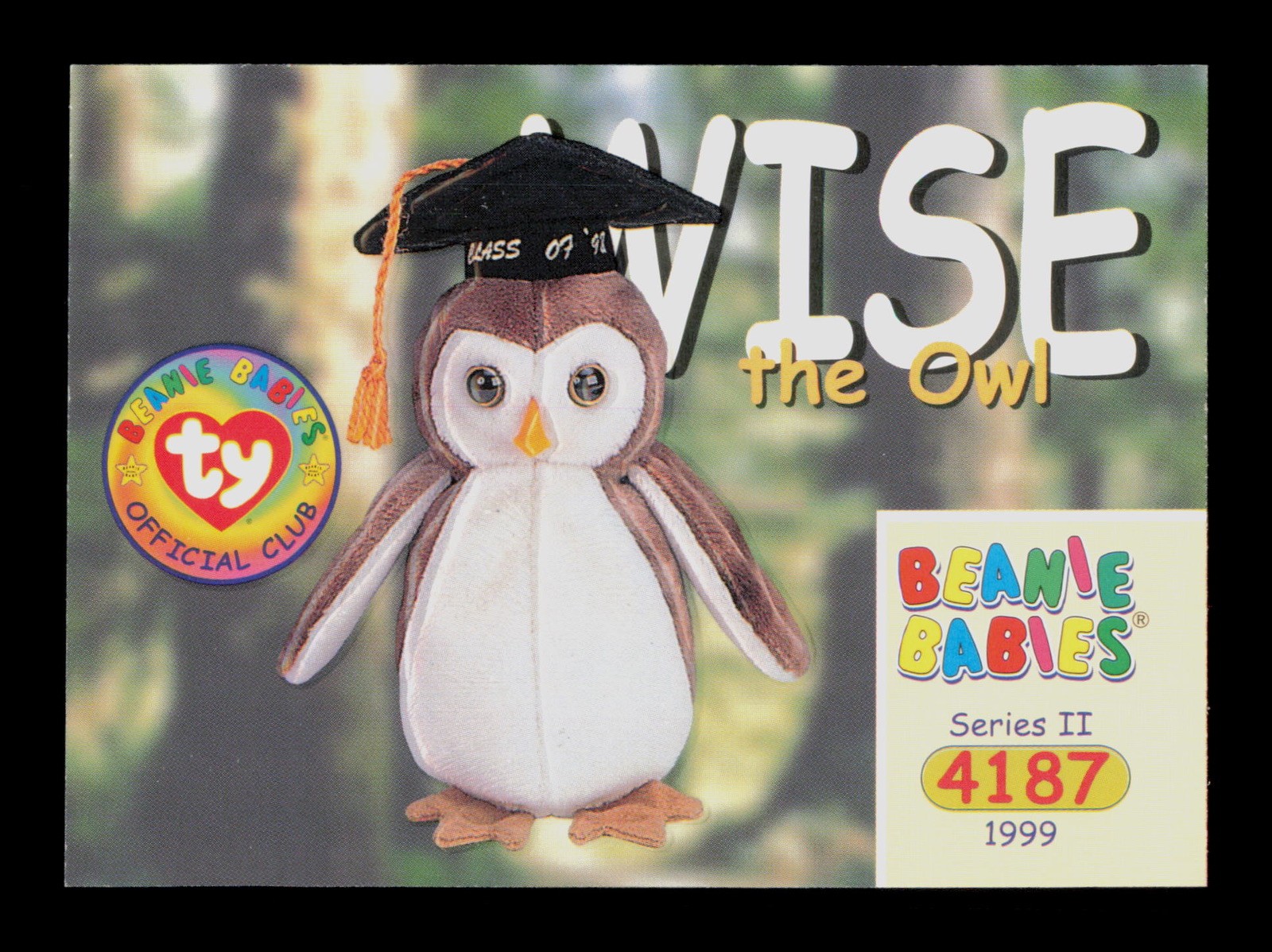 Wise the Owl 246 4187 Series 2 Ty Beanie Babies Trading Card TC CC