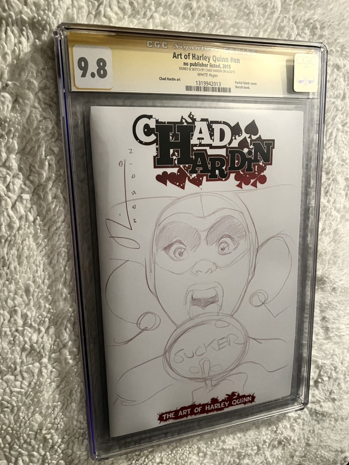Art of Harley Quinn.SS SS 9.8 Sketch & Signed by Chad Hardin w/ Certificate 