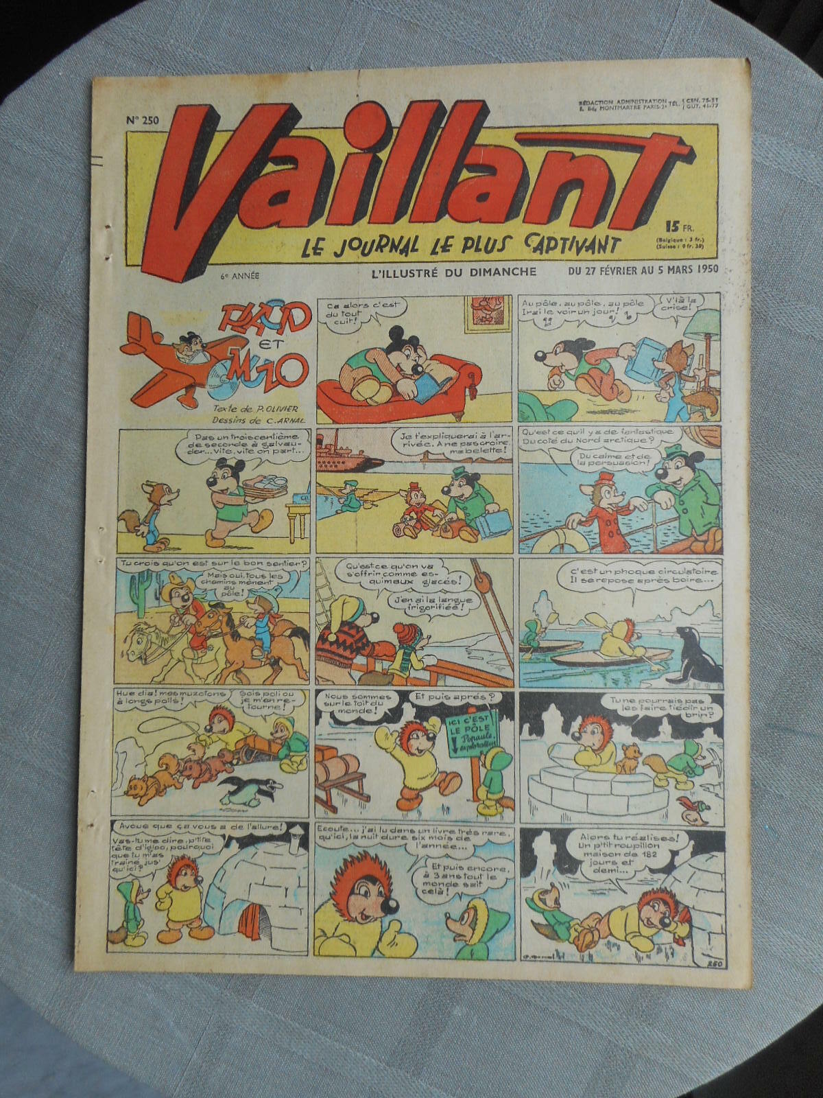 Vaillant Il Giornale Più Affascinante N°250 1950 Buone Condizioni