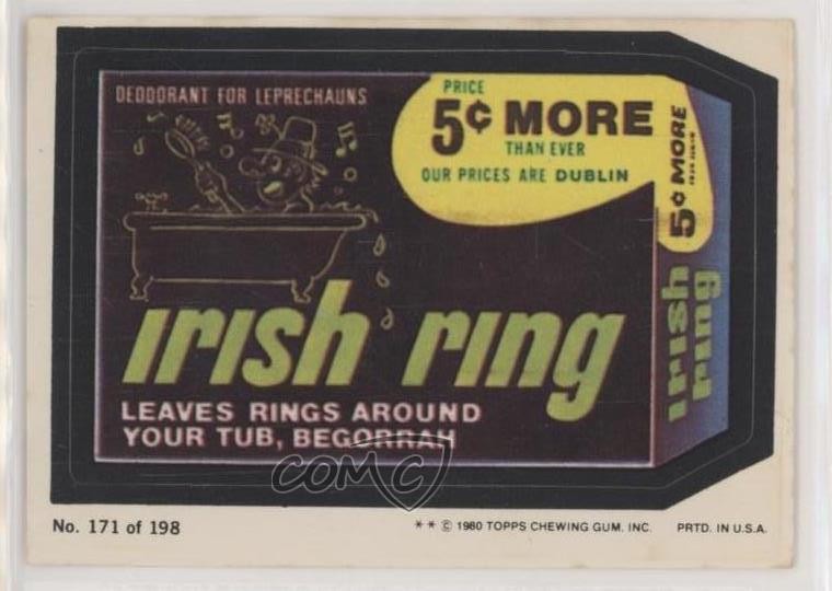 1980 Topps Wacky Packages Series 3 Irish Ring #171 0i6