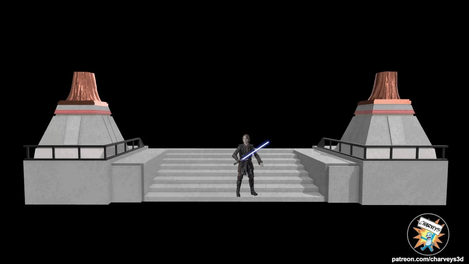 Jedi Temple Entrance Diorama for 6 inch (1:12) Figure Star Wars PAINTED
