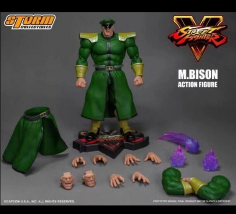 Nuovo Storm Toys Street Fighter V M. BISON Green Battle Costume SDCC 1/12 Figura