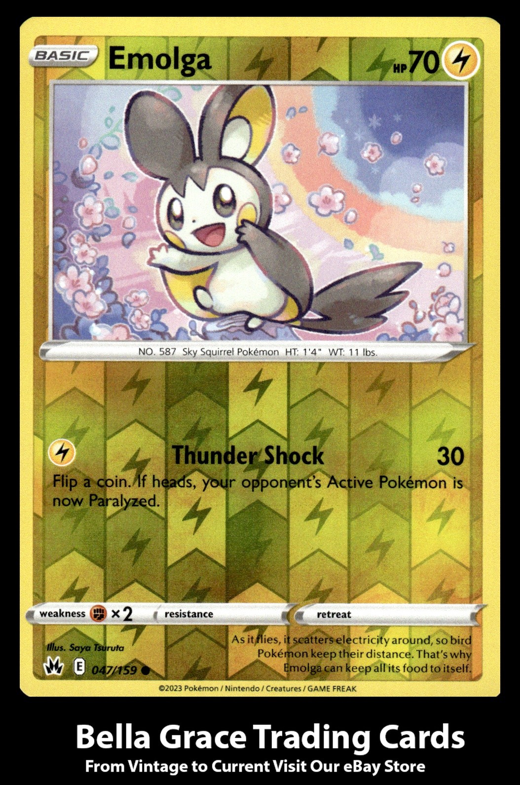 Emolga #047/159 Crown Zenith Pokemon Common Reverse Holo