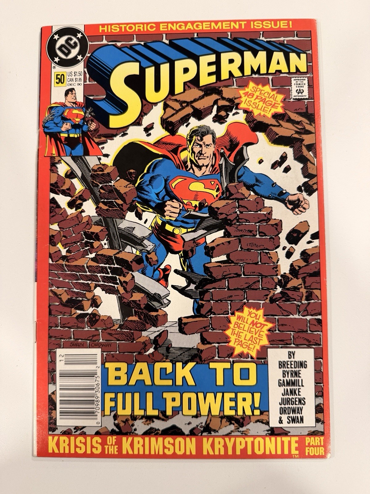 Superman #50 (1990) Historic Engagement Issue! NEWSSTAND 2nd Print SCARCE Rare!!