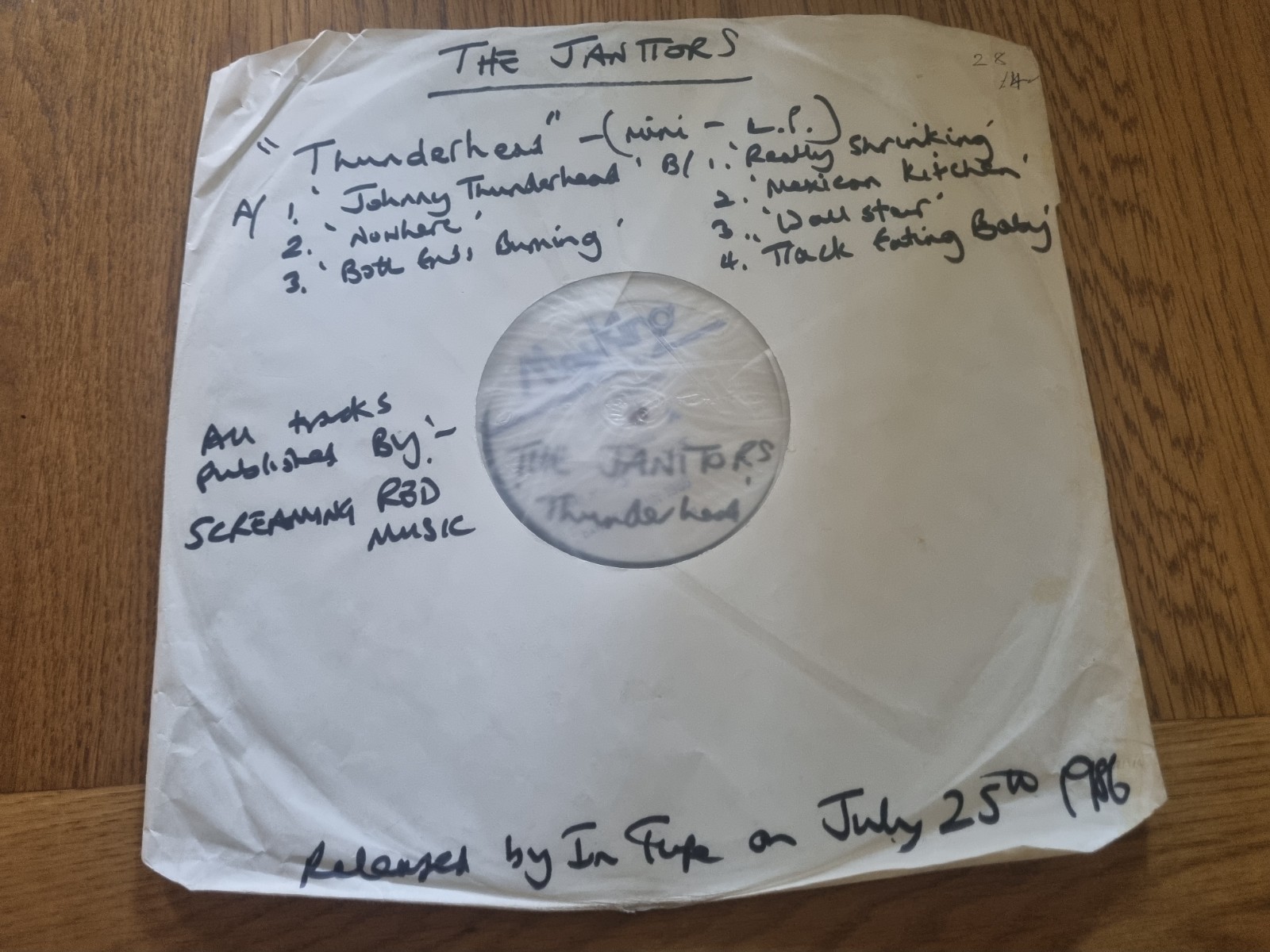 THE JANITORS – Thunderhead 1986 It Tape Mini-LP PUNK TEST PRESSING