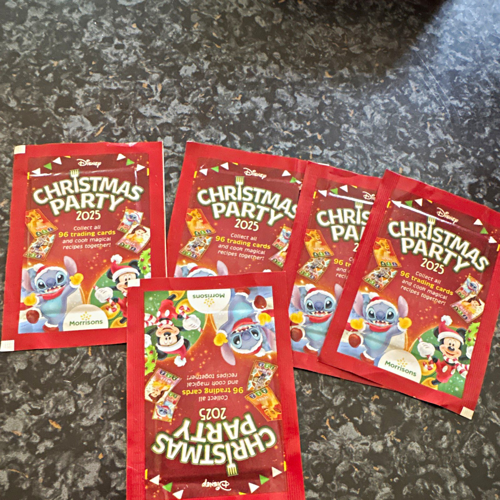 Morrisons Disney Christmas Party 2025 Sealed Trading Card Packs 5 Packs 96
