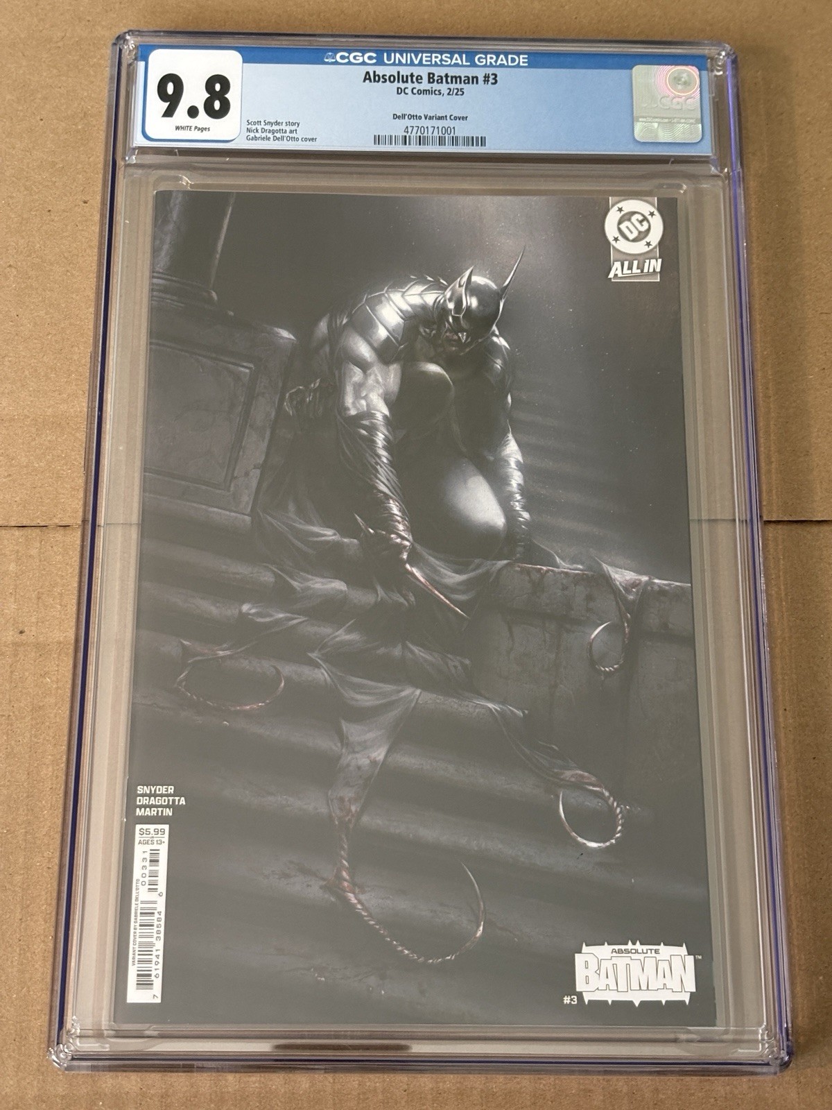 Absolute Batman #3 CGC 9.8 Dell’Otto Variant Cover DC Comics (2025) quasi nuovo+