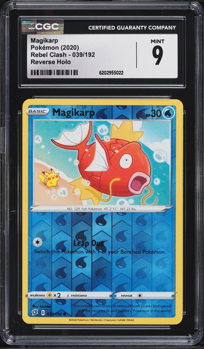 Carta Pokemon CGC 9 Magikarp Reverse Holo Rebel Clash 2020 #039