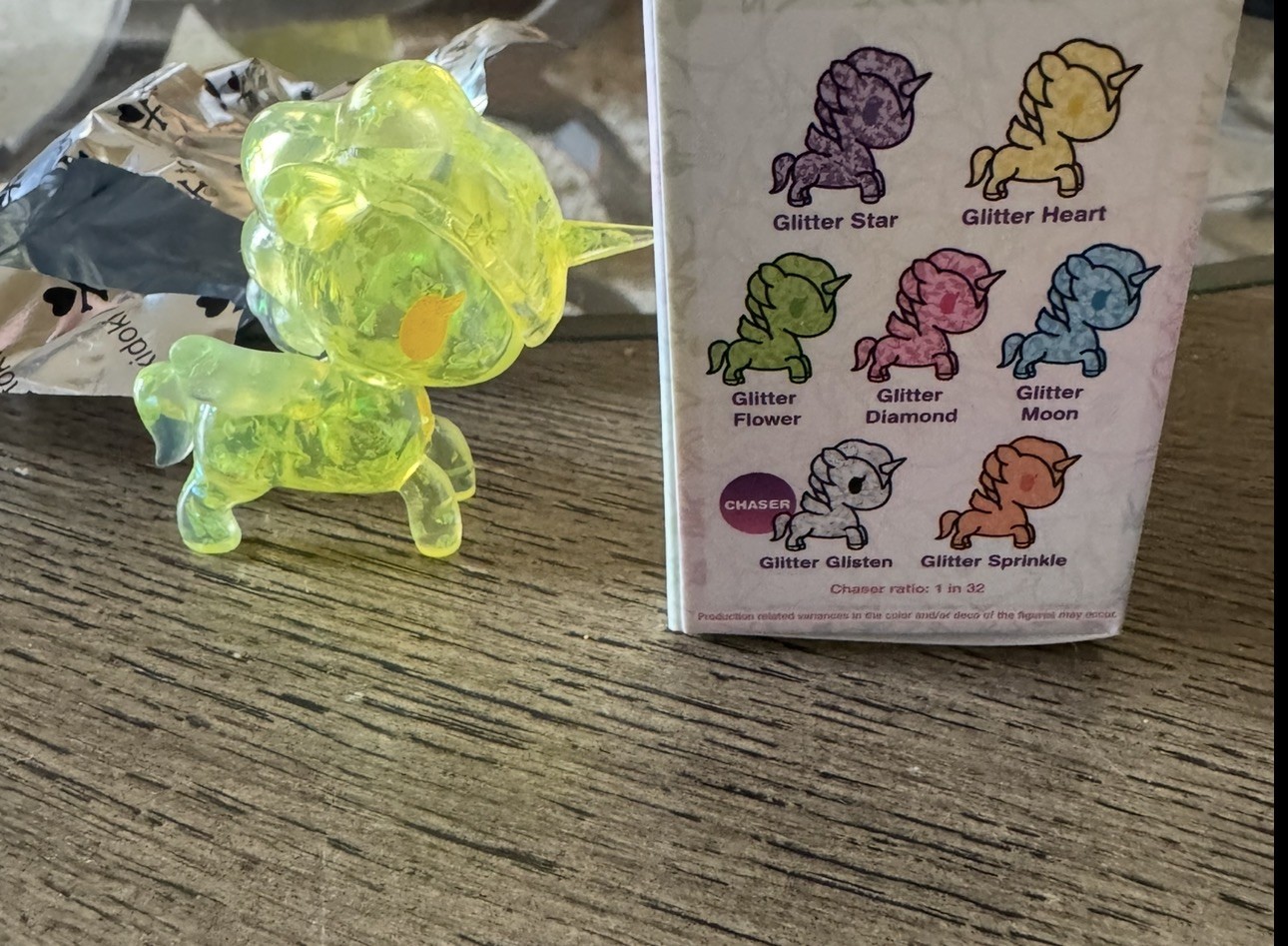 Tokidoki Unicorno Lite Shimmer Glitter Heart Yellow 2" Vinyl Figure New w/ Box