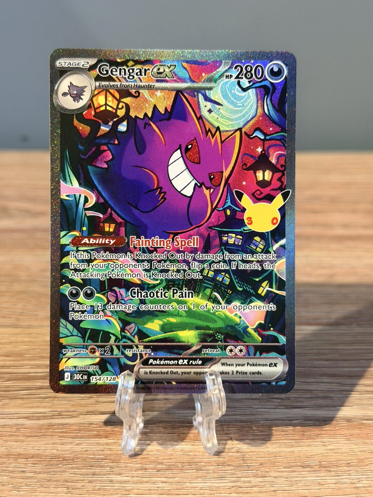 Gengar ex 154/128 Holo ME: Pokemon 30° Celebrazione Nuovo con scatola/M