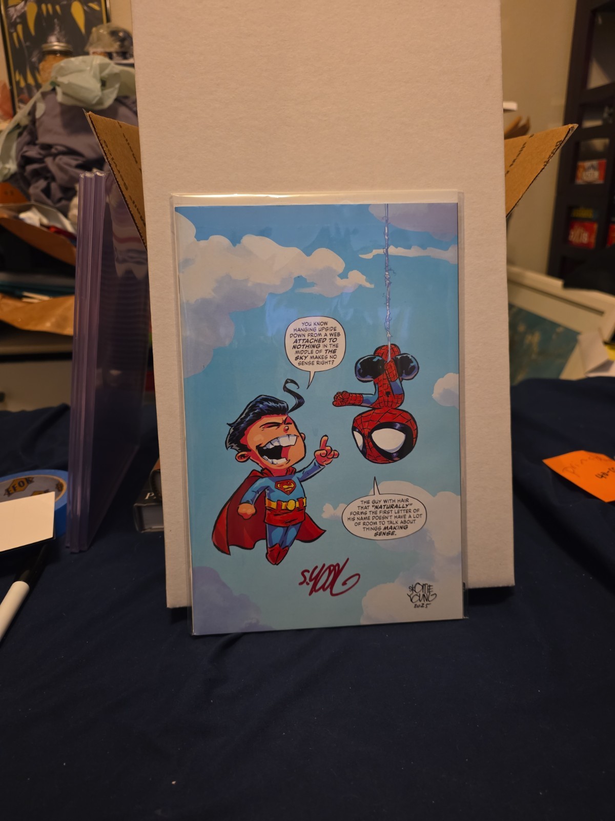 Superman / Spider-Man #1 Skottie Young variante firmata con certificato di autenticità • Nuovo